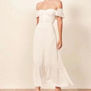 Reformation Butterfly  Strapless White Dress Excellent Condition Size 10